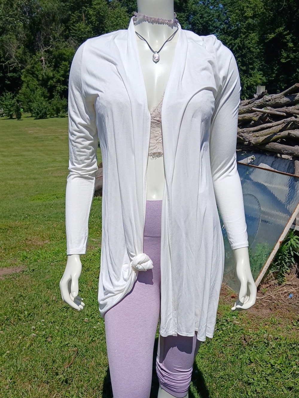 EUC Azules Cream Open-Front Women's Cardigan - Lightweight Layering Sweater